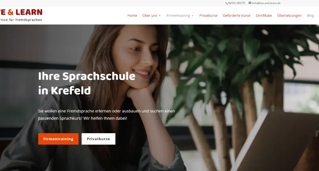 Freakpool Webdesign Agentur in KrefeldWebdesign für „LIVE & LEARN – Sprachschule in Krefeld“