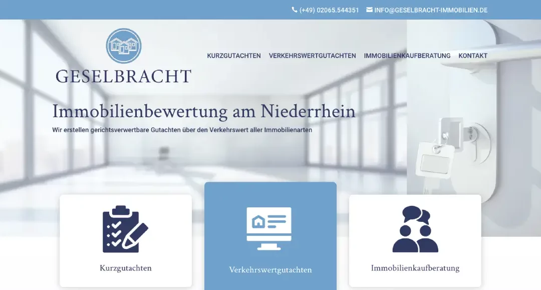 Freakpool Webdesign Agentur in KrefeldWebdesign für „GESELBRACHT Immobilienbewertung am Niederrhein“